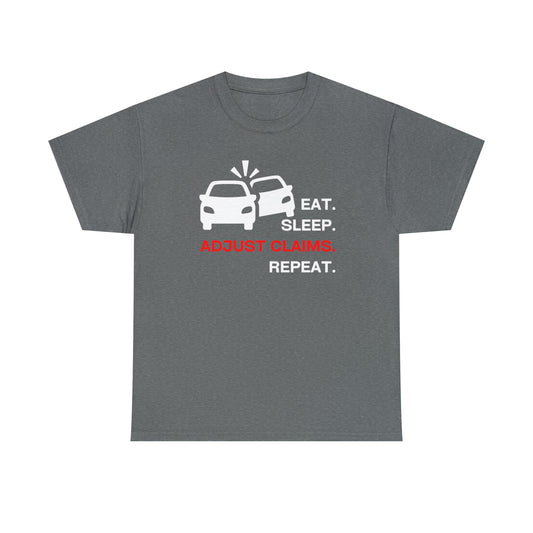 Claims Adjuster (Double Car/ White Print) Unisex Heavy Cotton Tee
