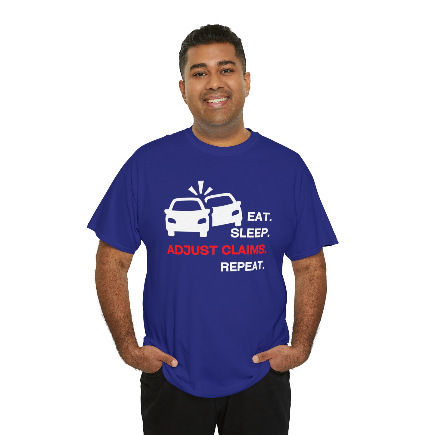 Claims Adjuster (Double Car/ White Print) Unisex Heavy Cotton Tee