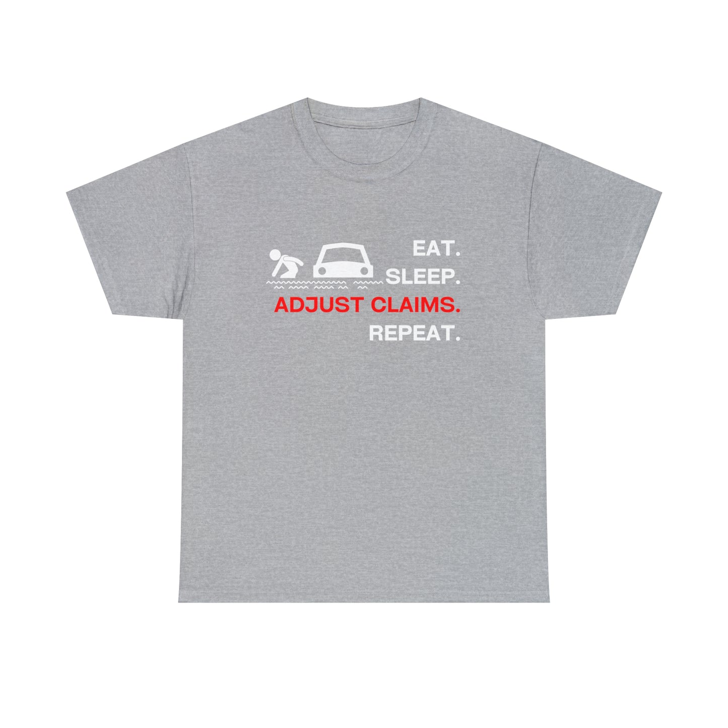 Claims Adjuster (Flooded Car / White) Unisex Heavy Cotton Tee