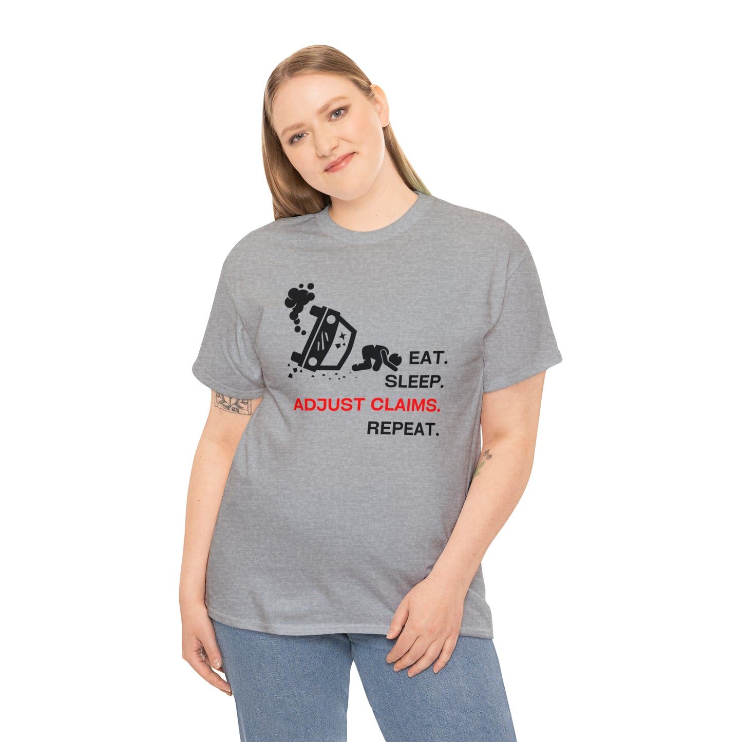 Claims Adjuster (Car Flip/Driver/Black) Unisex Heavy Cotton Tee