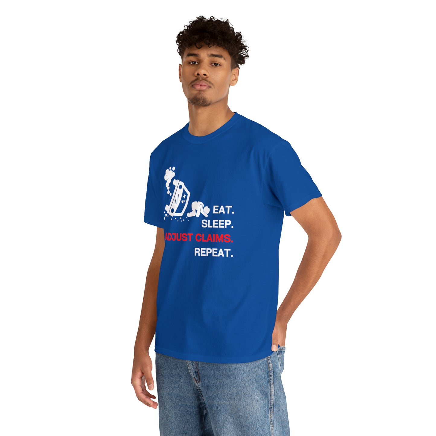 Claims Adjuster (Car Flip/Driver/White) Unisex Heavy Cotton Tee