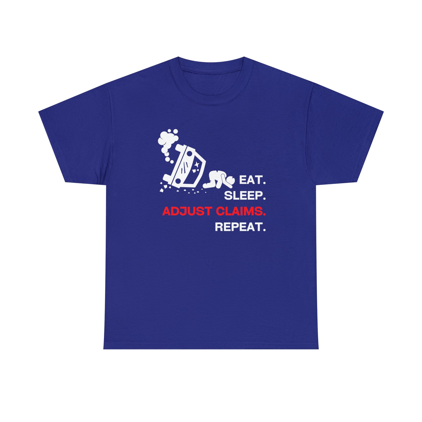 Claims Adjuster (Car Flip/Driver/White) Unisex Heavy Cotton Tee