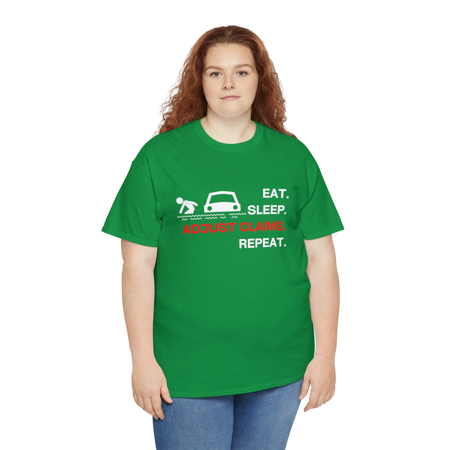 Claims Adjuster (Flooded Car / White) Unisex Heavy Cotton Tee