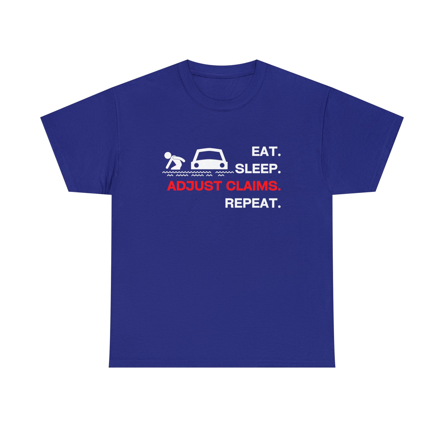 Claims Adjuster (Flooded Car / White) Unisex Heavy Cotton Tee