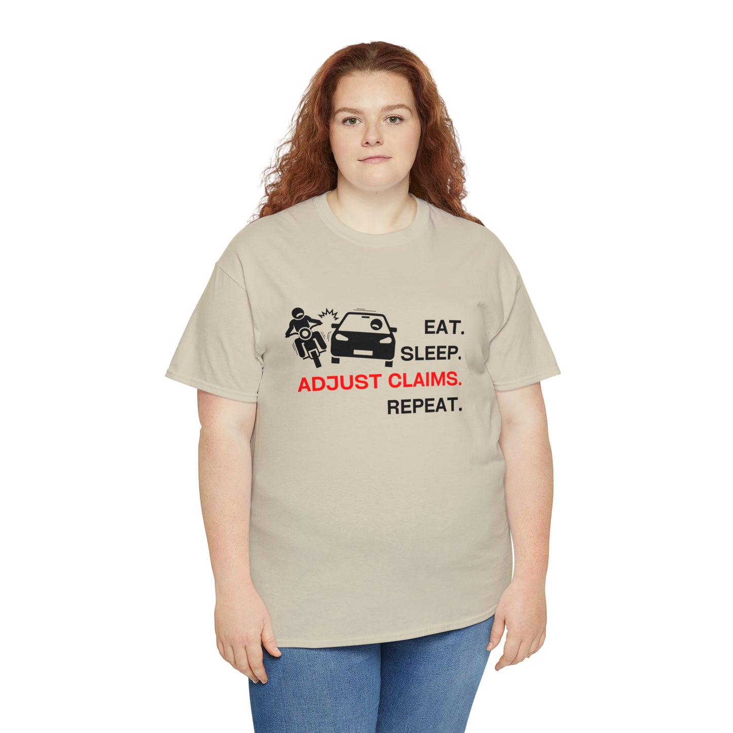 Claims Adjuster (Motorcyclist / Car / Black) Unisex Heavy Cotton Tee