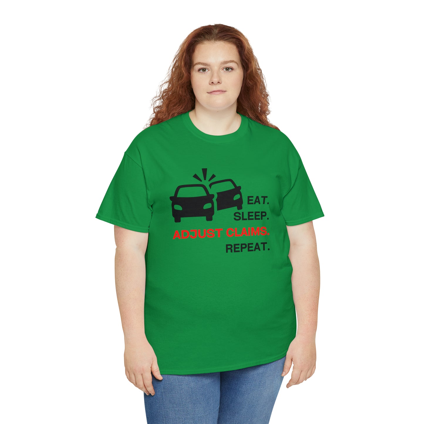 Claims Adjuster (Double Car/ Black Print) Unisex Heavy Cotton Tee
