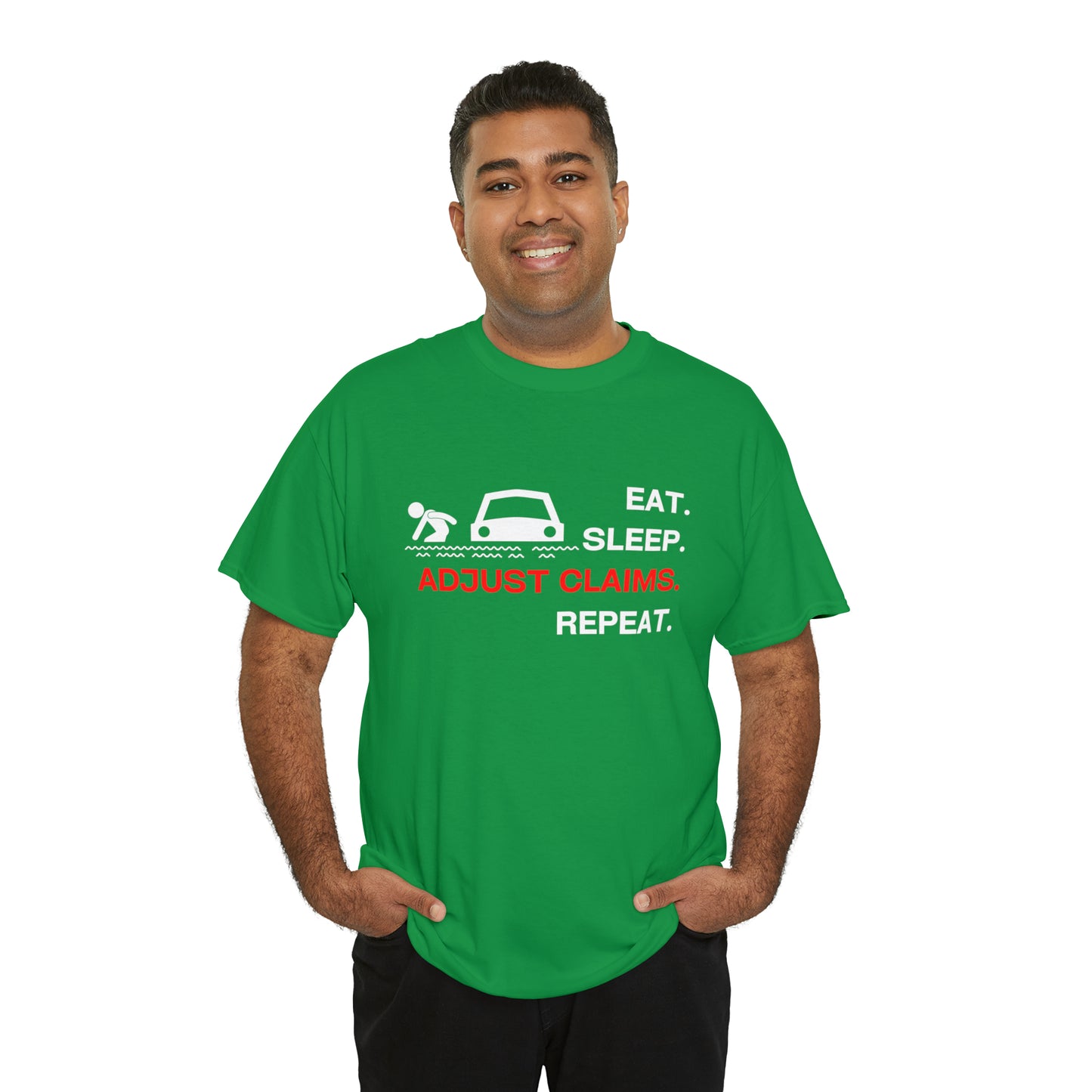 Claims Adjuster (Flooded Car / White) Unisex Heavy Cotton Tee