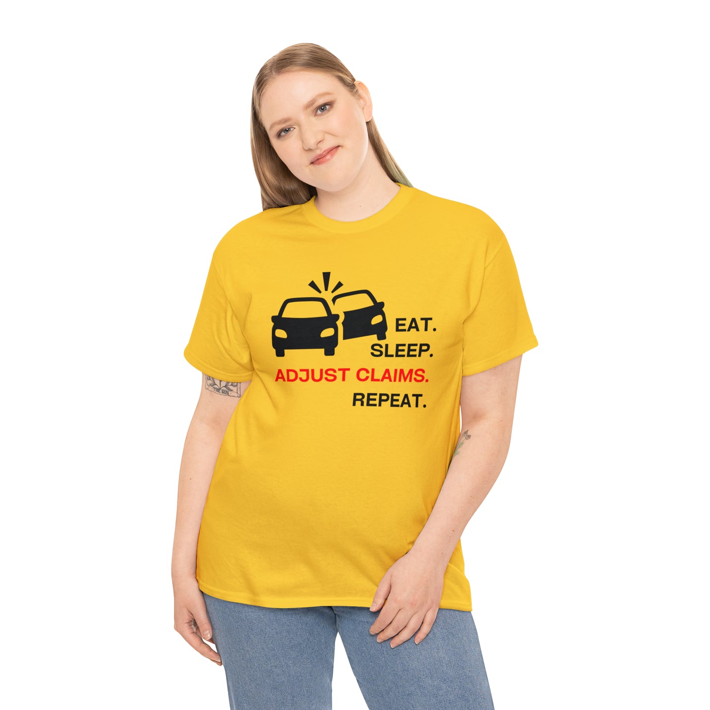 Claims Adjuster (Double Car/ Black Print) Unisex Heavy Cotton Tee
