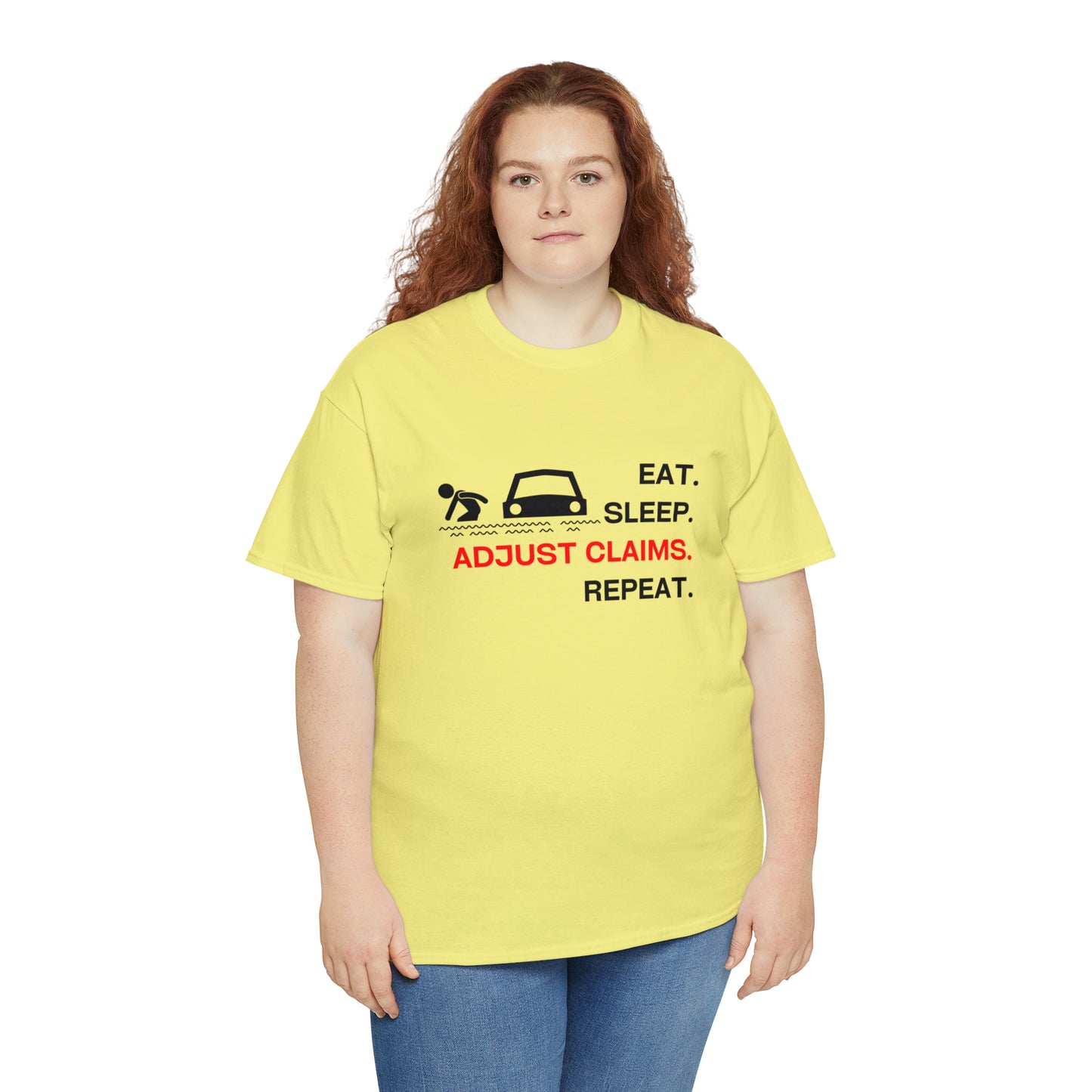 Claims Adjuster (Flooded Car / White) Unisex Heavy Cotton Tee