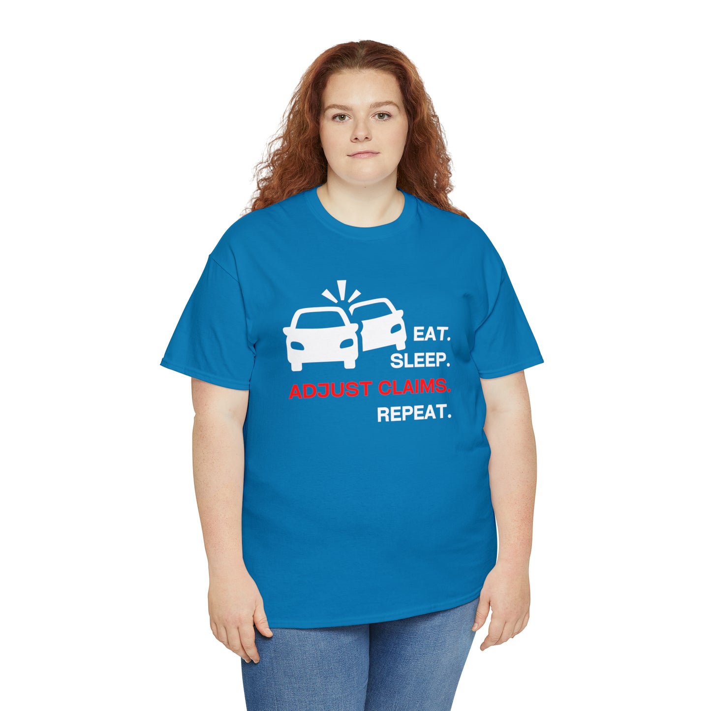 Claims Adjuster (Double Car/ White Print) Unisex Heavy Cotton Tee