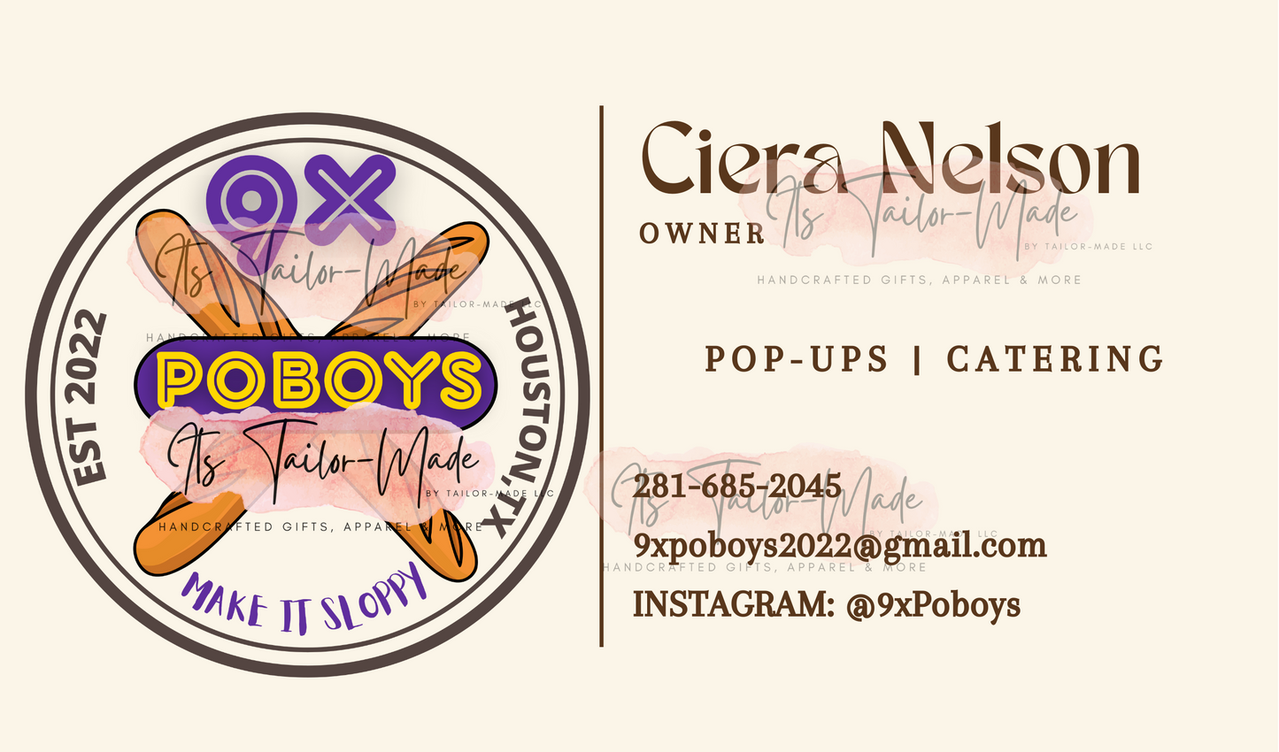 9x Poboys Business Cards