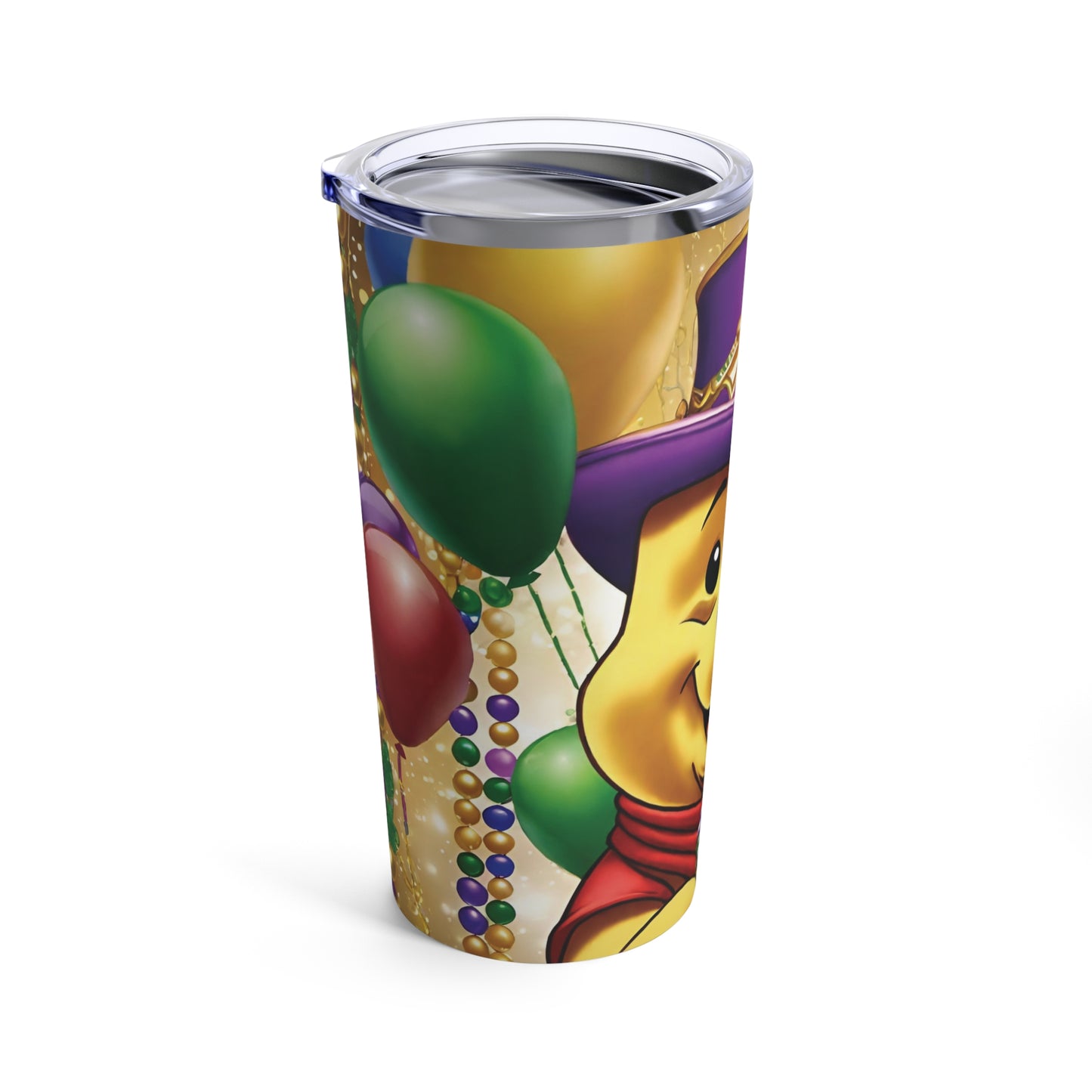 Sublimated Tumbler 20oz -Pooh's Mardi Gras Party (Full Bleed)