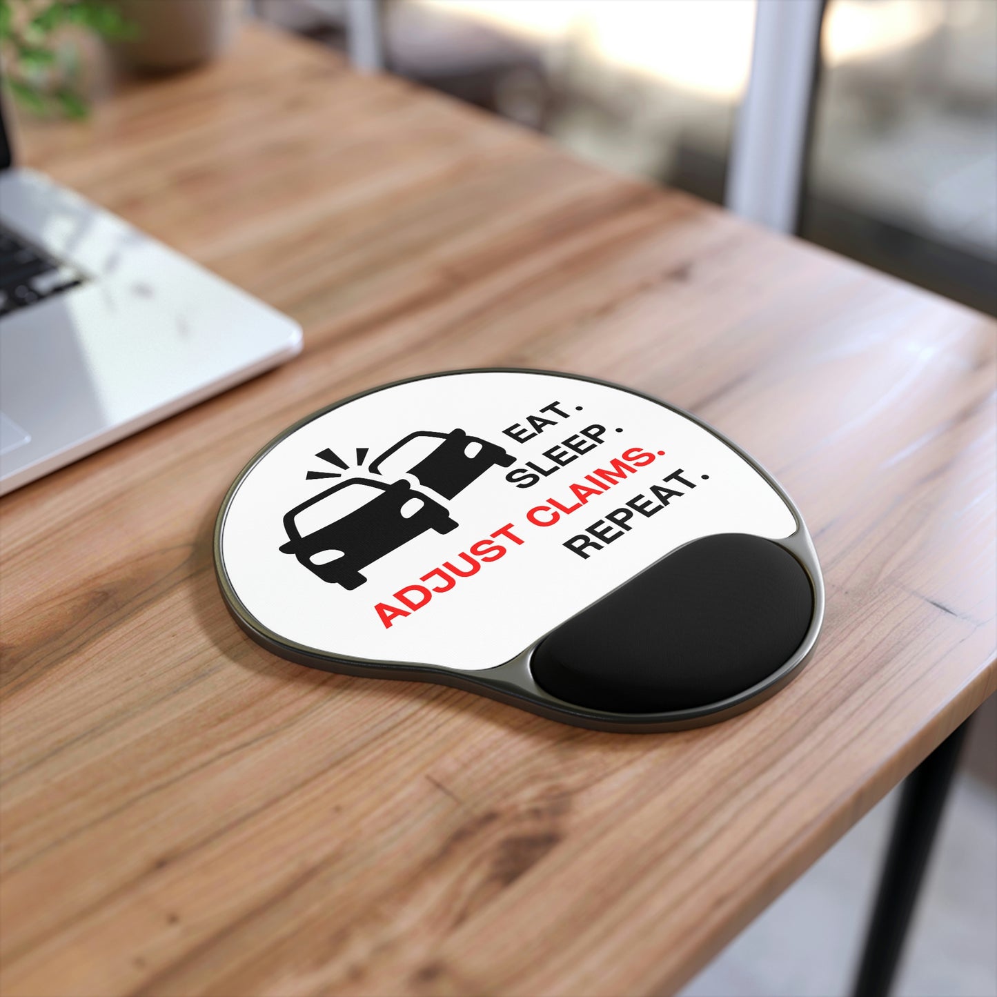 Claims Adjuster (Double Car/ White) Mouse Pad With Wrist Rest