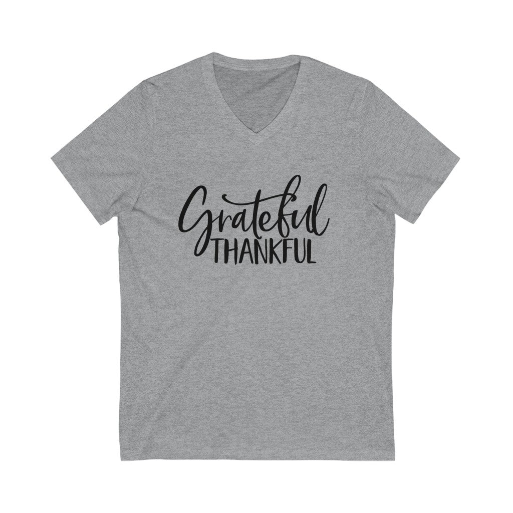 Grateful Thankful Ladies V-Neck