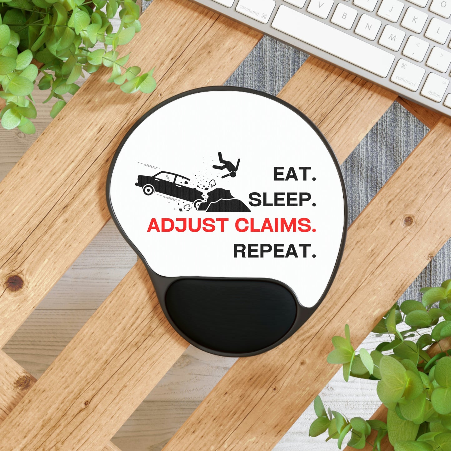 Claims Adjuster (Car/Property/White) Mouse Pad With Wrist Rest