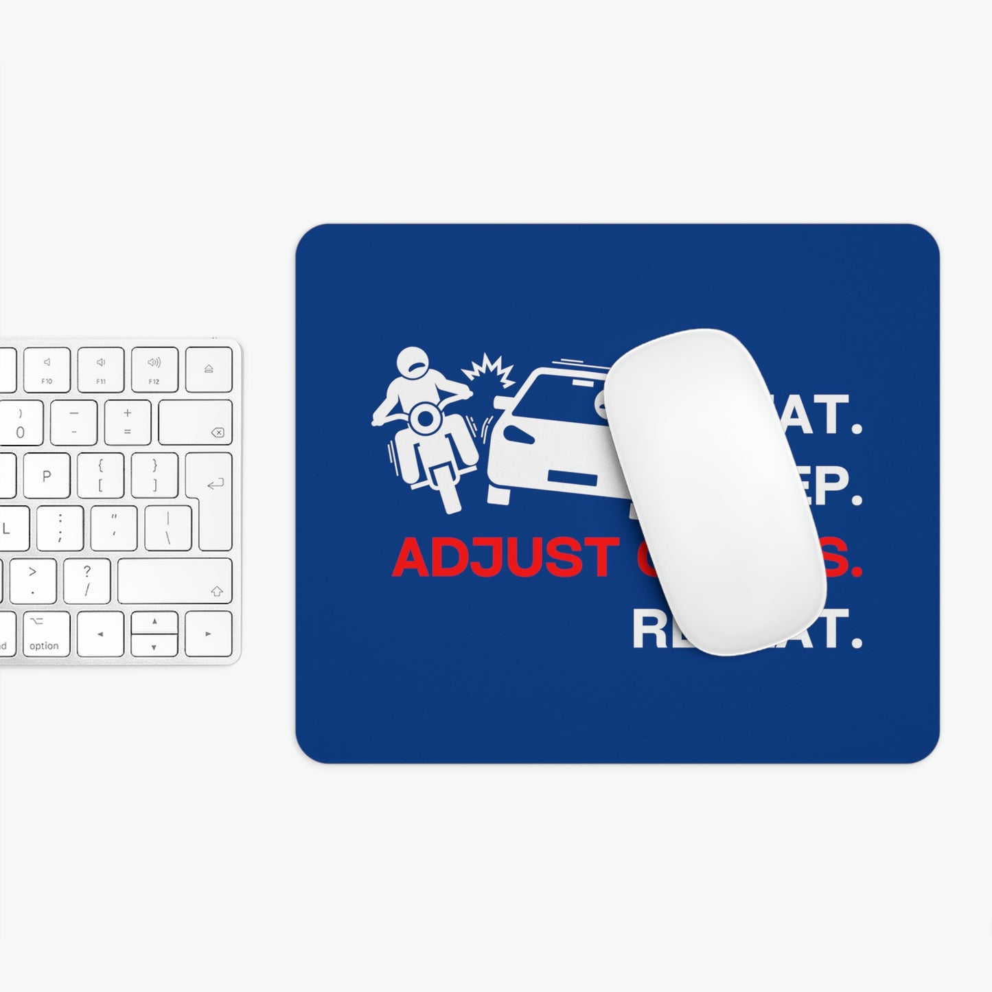 Claims Adjuster (Motorcyclist / Car / Dark Blue ) Mouse Pad