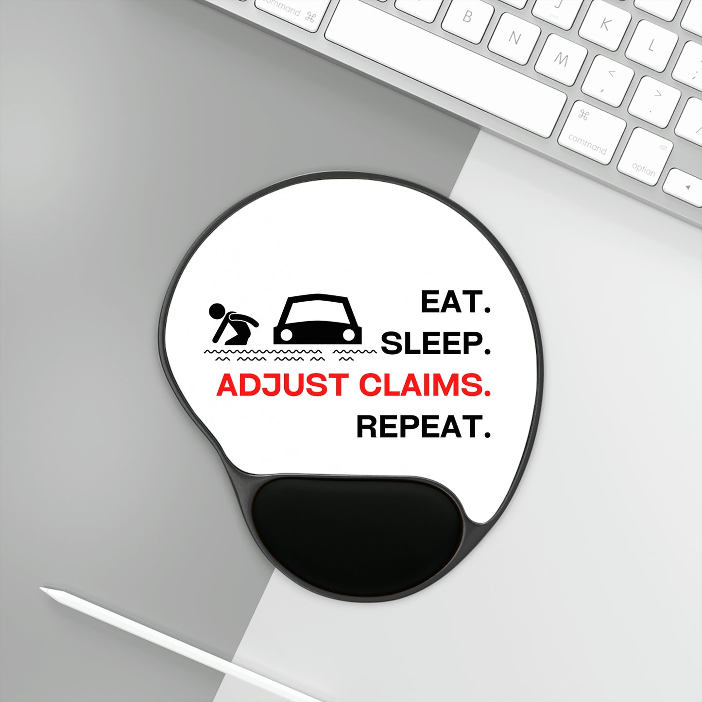Claims Adjuster (Flooded Car / White) Mouse Pad With Wrist Rest