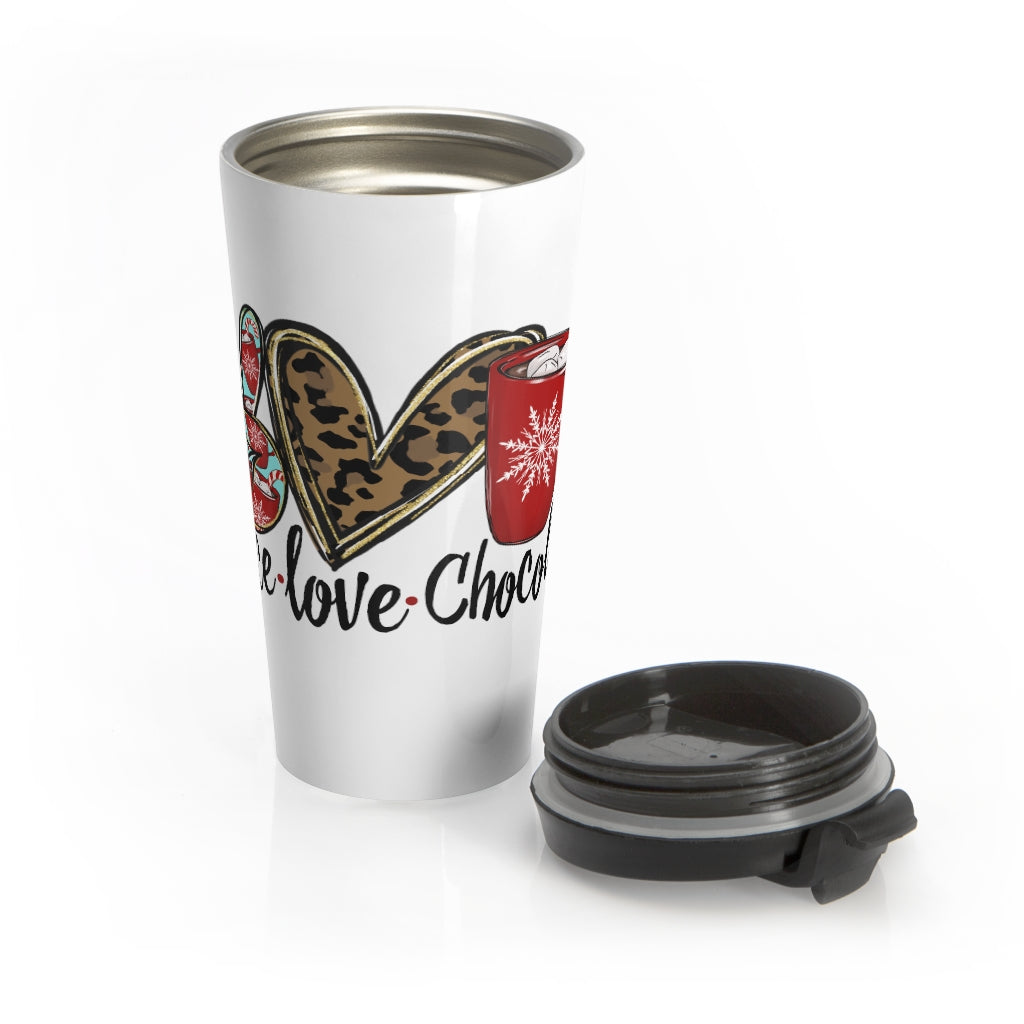 Peace Love & Hot Chocolate Stainless Steel Travel Mug