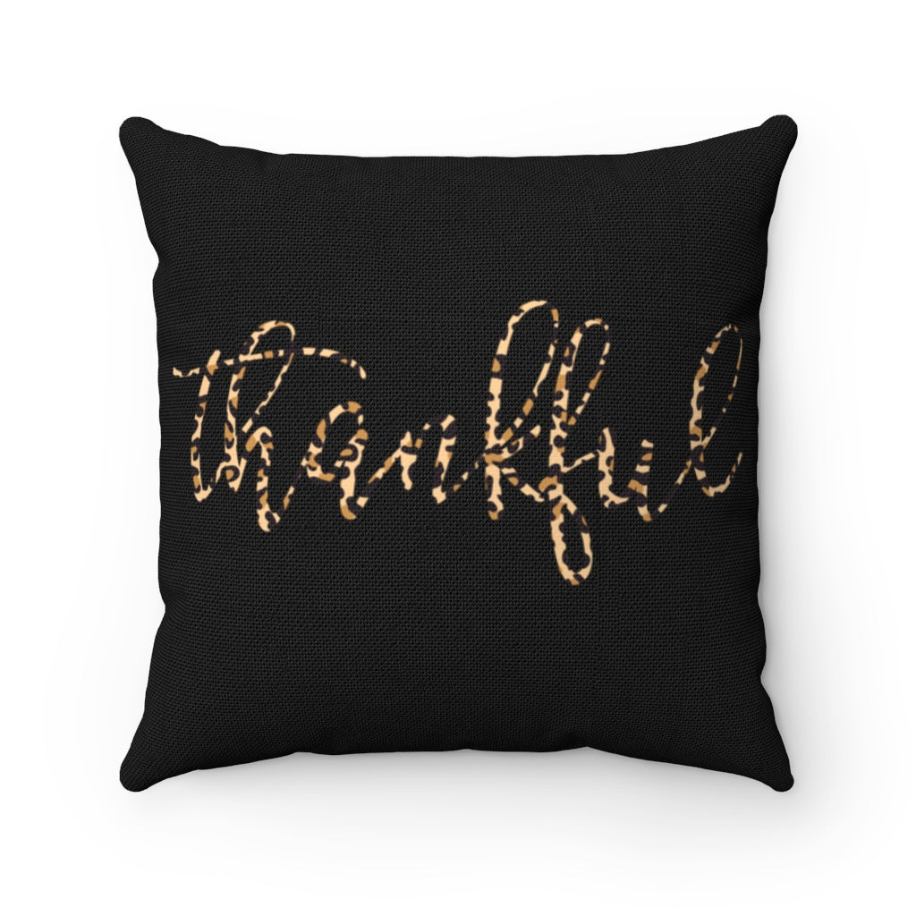 Thankful Leopard Square Pillow