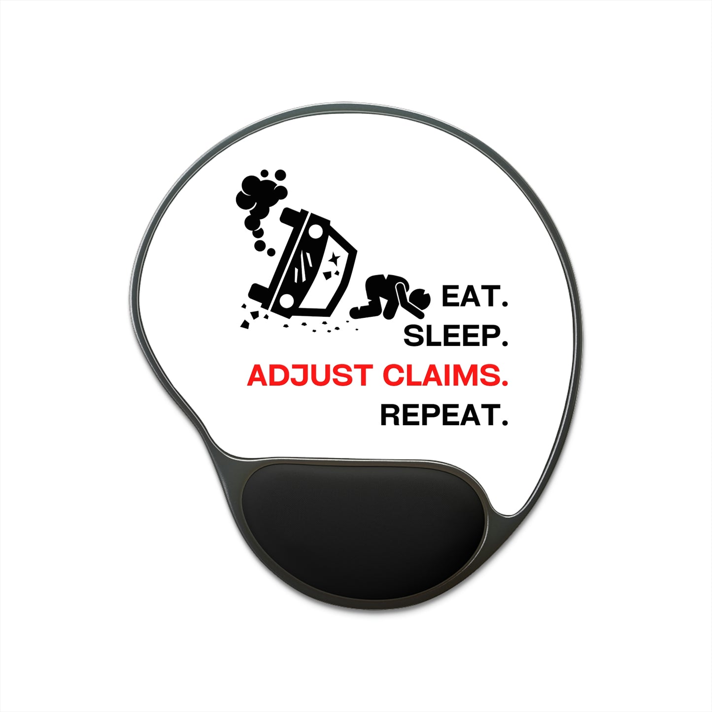 Claims Adjuster (Car Flip/ Driver / White) Mouse Pad With Wrist Rest