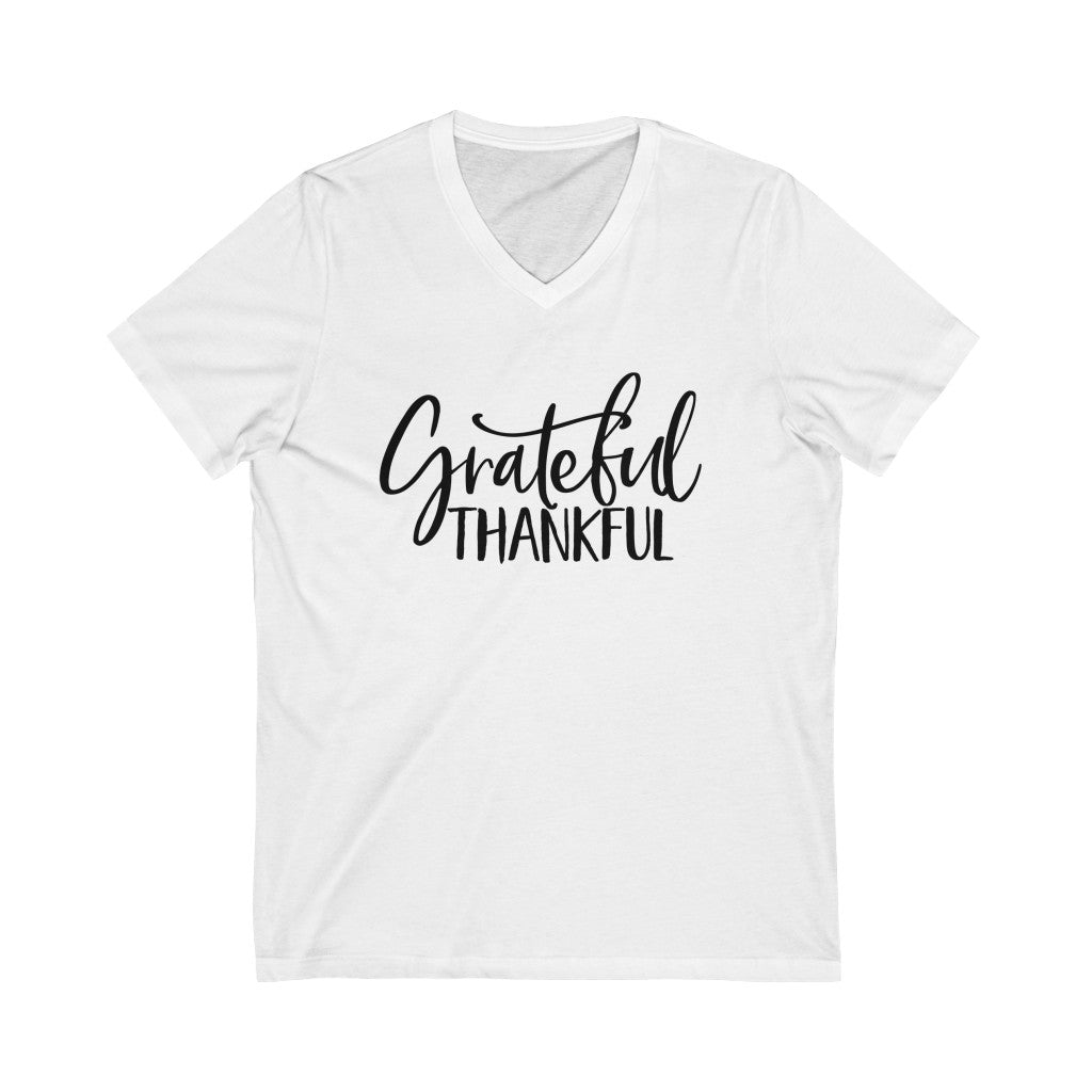 Grateful Thankful Ladies V-Neck