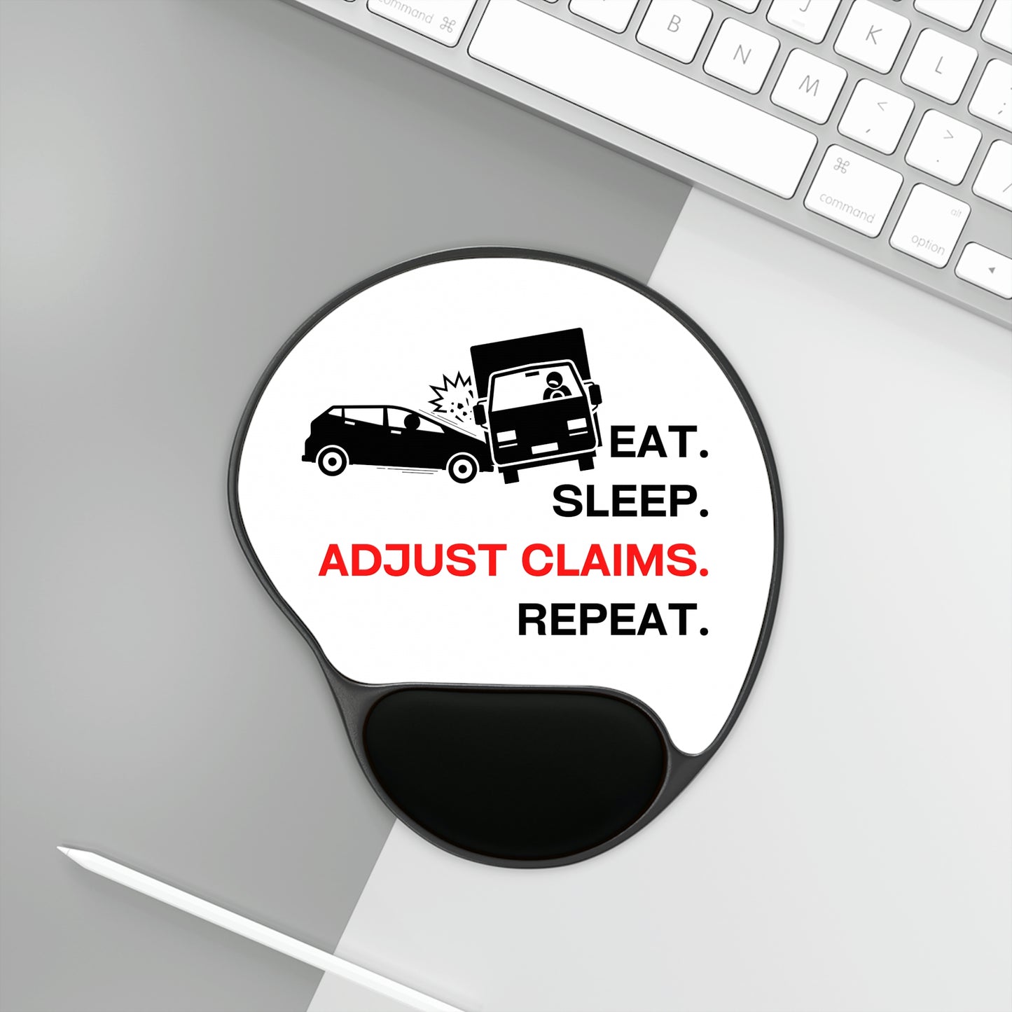 Claims Adjuster (Car/ Commercial Truck/ White) Mouse Pad With Wrist Rest