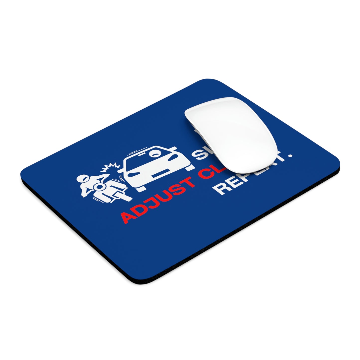 Claims Adjuster (Motorcyclist / Car / Dark Blue ) Mouse Pad