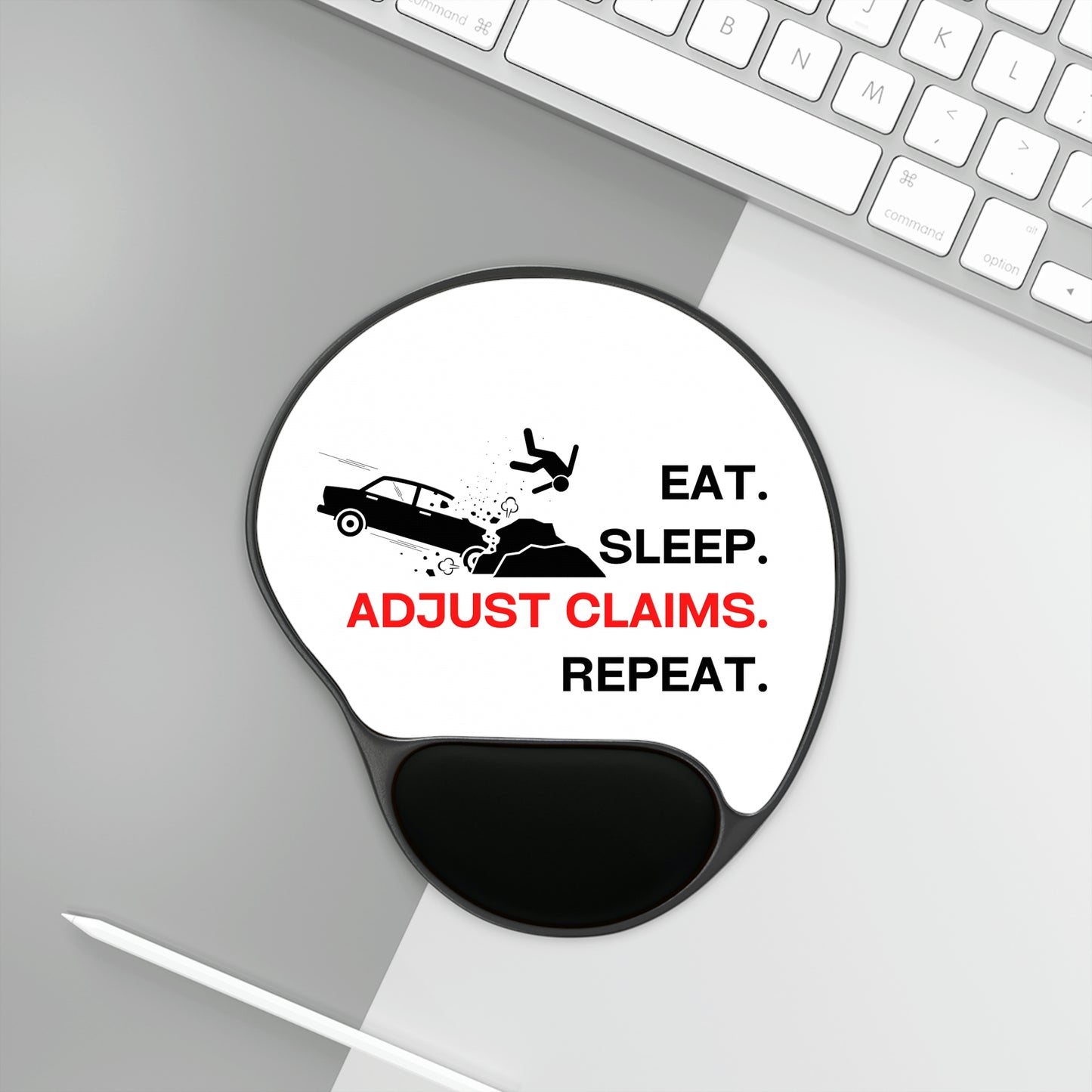 Claims Adjuster (Car/Property/White) Mouse Pad With Wrist Rest
