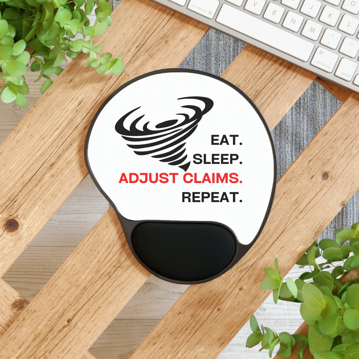 Claims Adjuster (Tornado/White) Mouse Pad With Wrist Rest