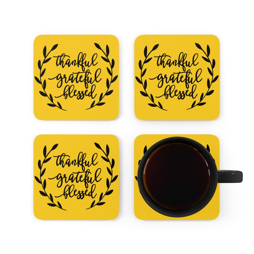 Thankful Grateful Blessed Coaster Set