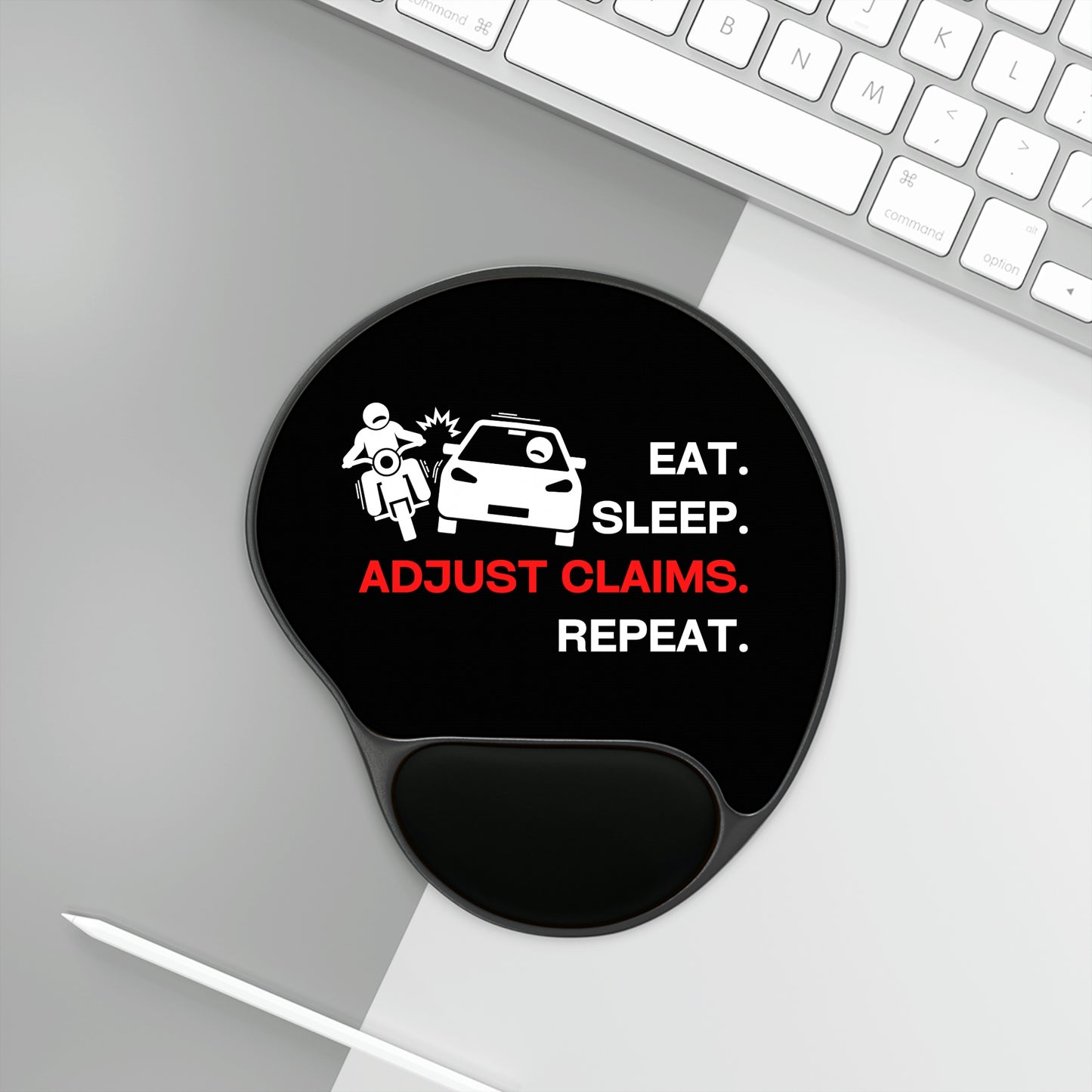 Claims Adjuster (Motorcycle/Car/Black) Mouse Pad With Wrist Rest