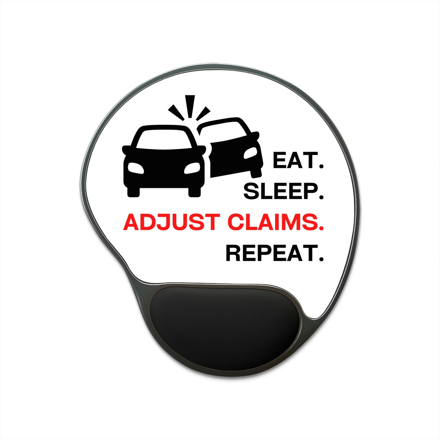 Claims Adjuster (Double Car/ White) Mouse Pad With Wrist Rest