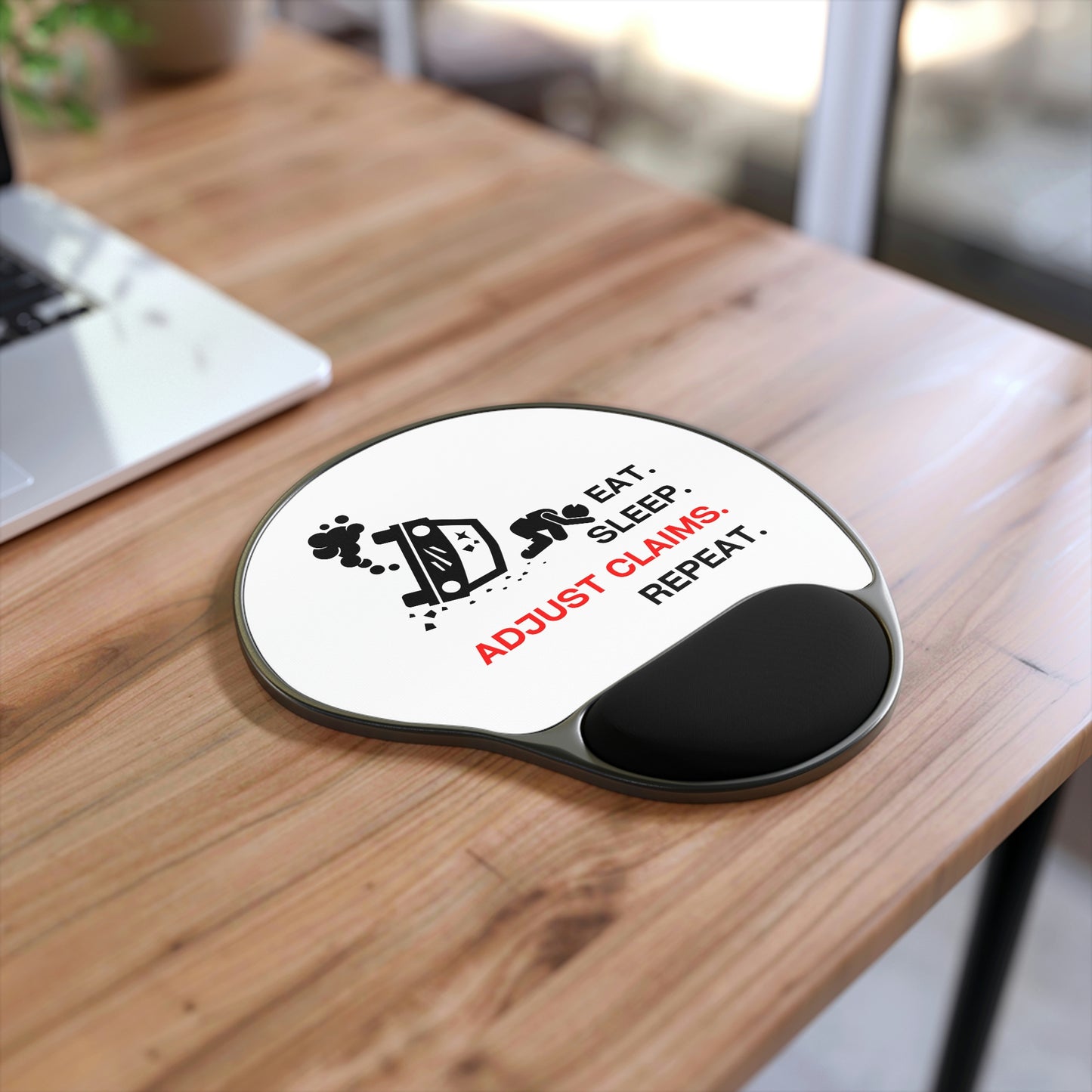 Claims Adjuster (Car Flip/ Driver / White) Mouse Pad With Wrist Rest