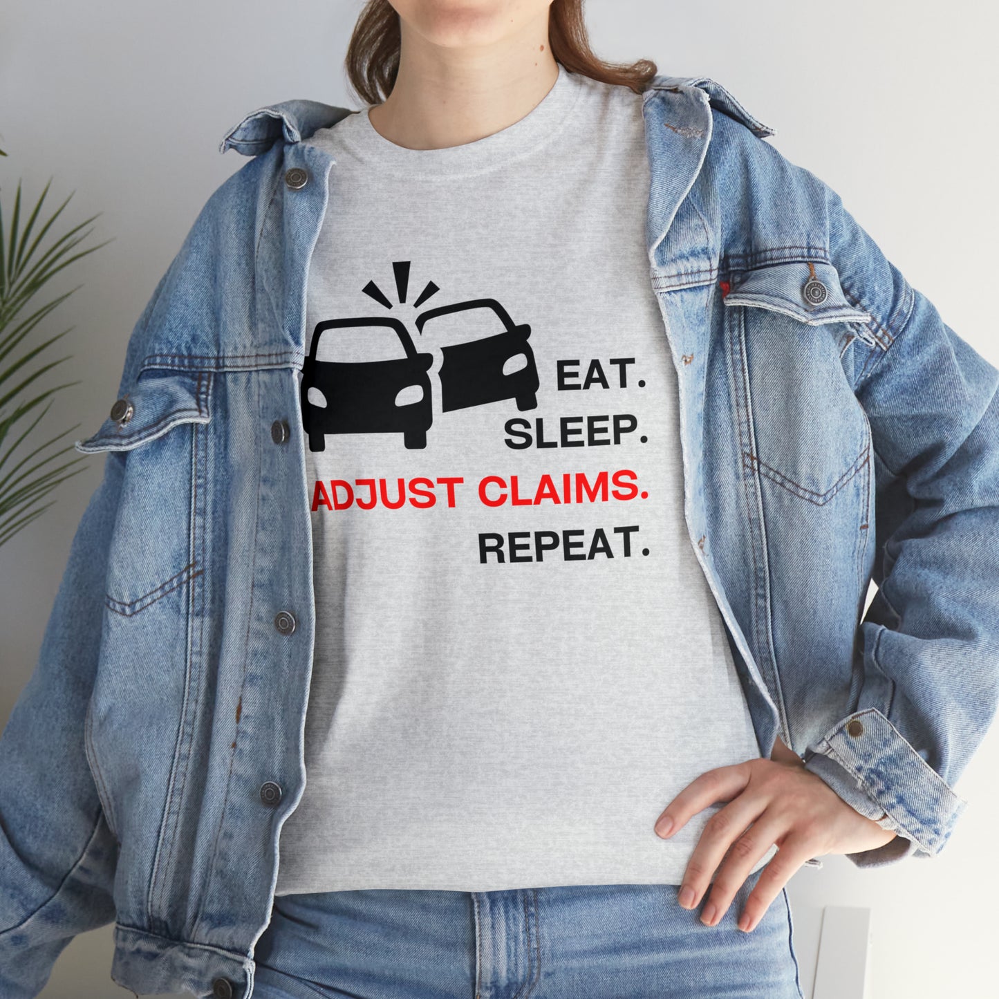 Claims Adjuster (Double Car/ Black Print) Unisex Heavy Cotton Tee