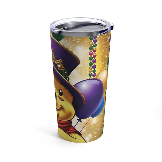 Sublimated Tumbler 20oz -Pooh's Mardi Gras Party (Full Bleed)