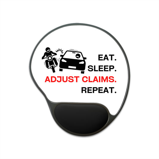 Claims Adjuster (Motorcyclist / Car / White) Mouse Pad With Wrist Rest