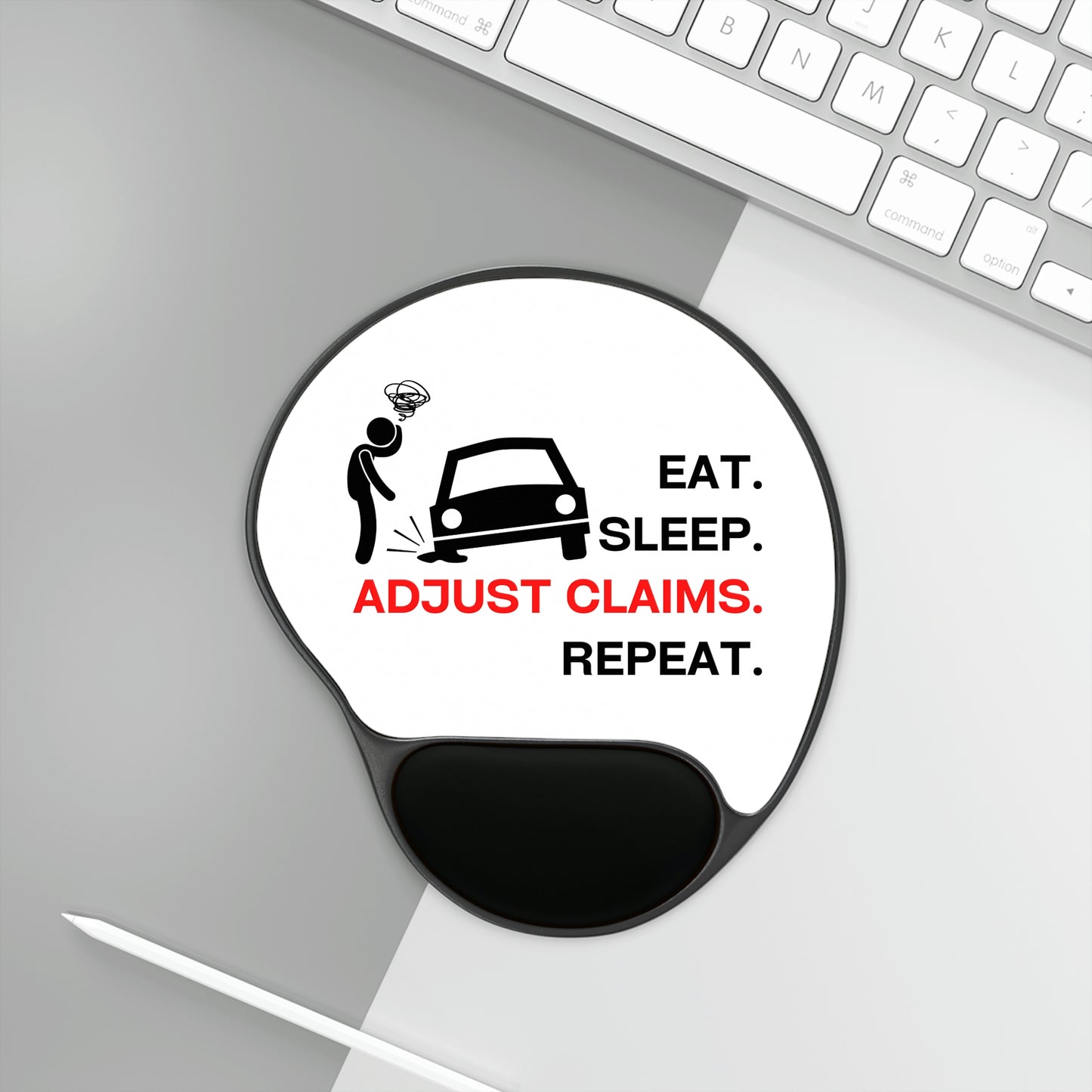 Claims Adjuster (Flat Tire/ White) Mouse Pad With Wrist Rest